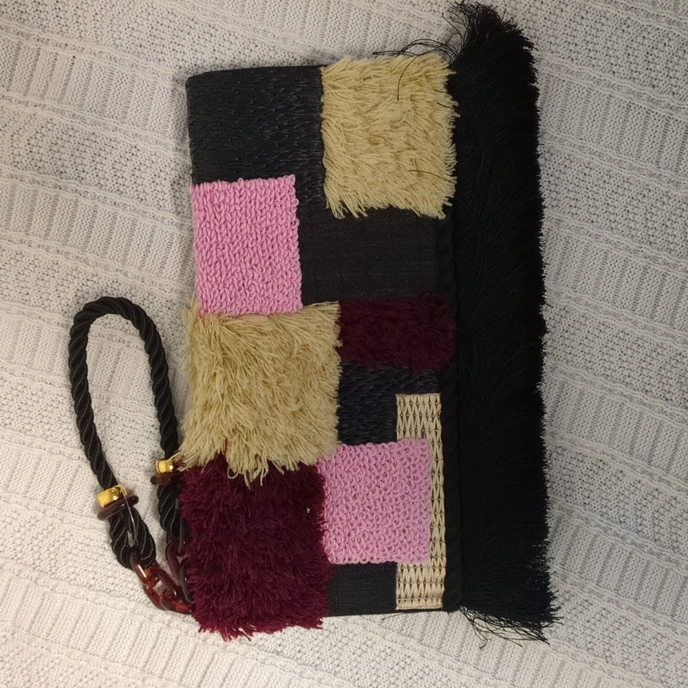 Chic Anthropologie Lizzie Fortunato Deora Clutch - Handmade - Fringe - EUC
